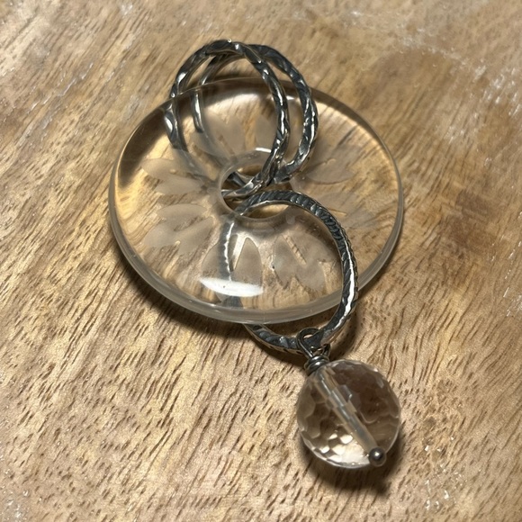 Silpada 925 Sterling Silver Etched Glass Crystal Round Donut Dangle Pendant - Picture 5 of 15